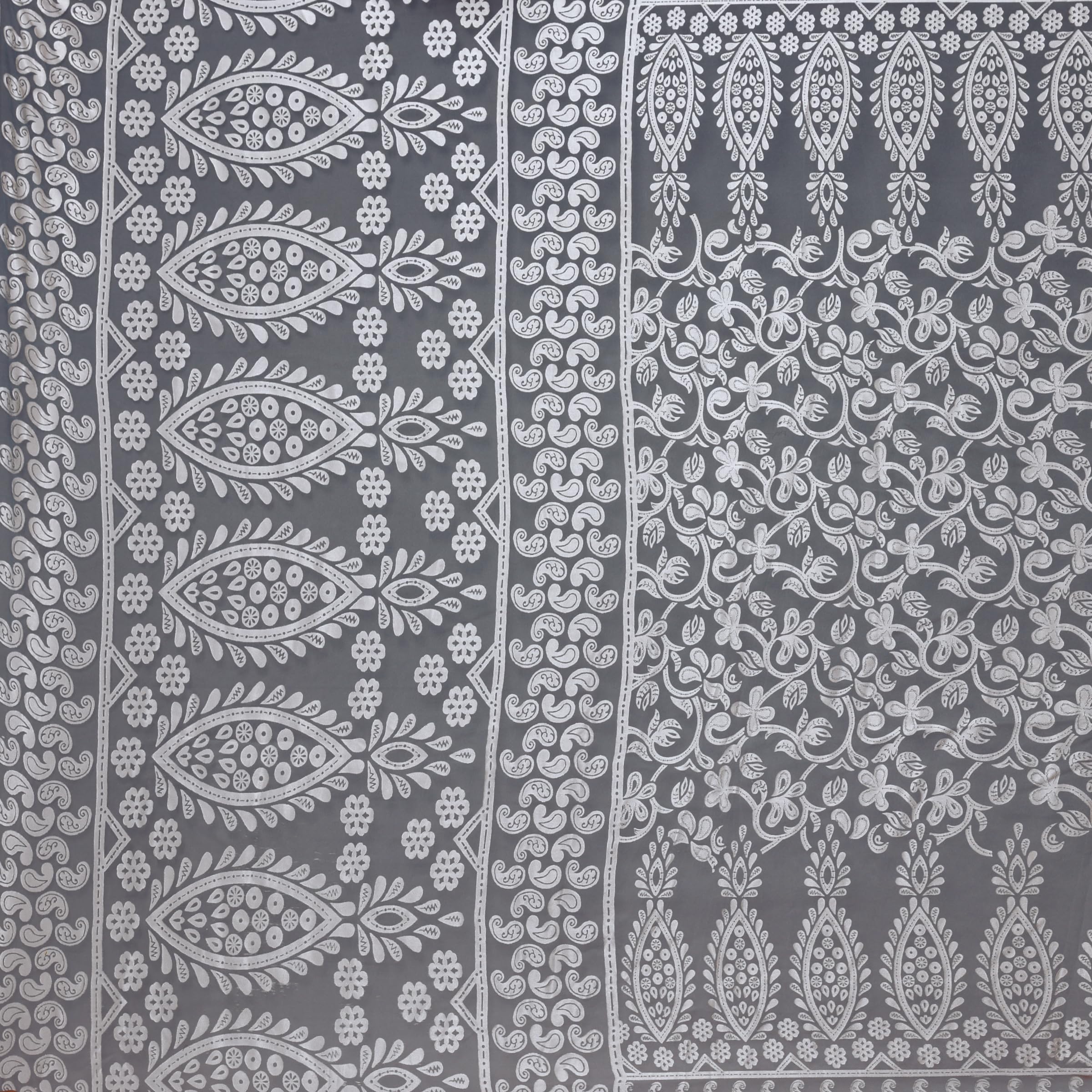 Garden Vareli Women Viscose Brasso Floral Print Saree With Unstitched Blouse Piece 73440 - Grey - Image 2