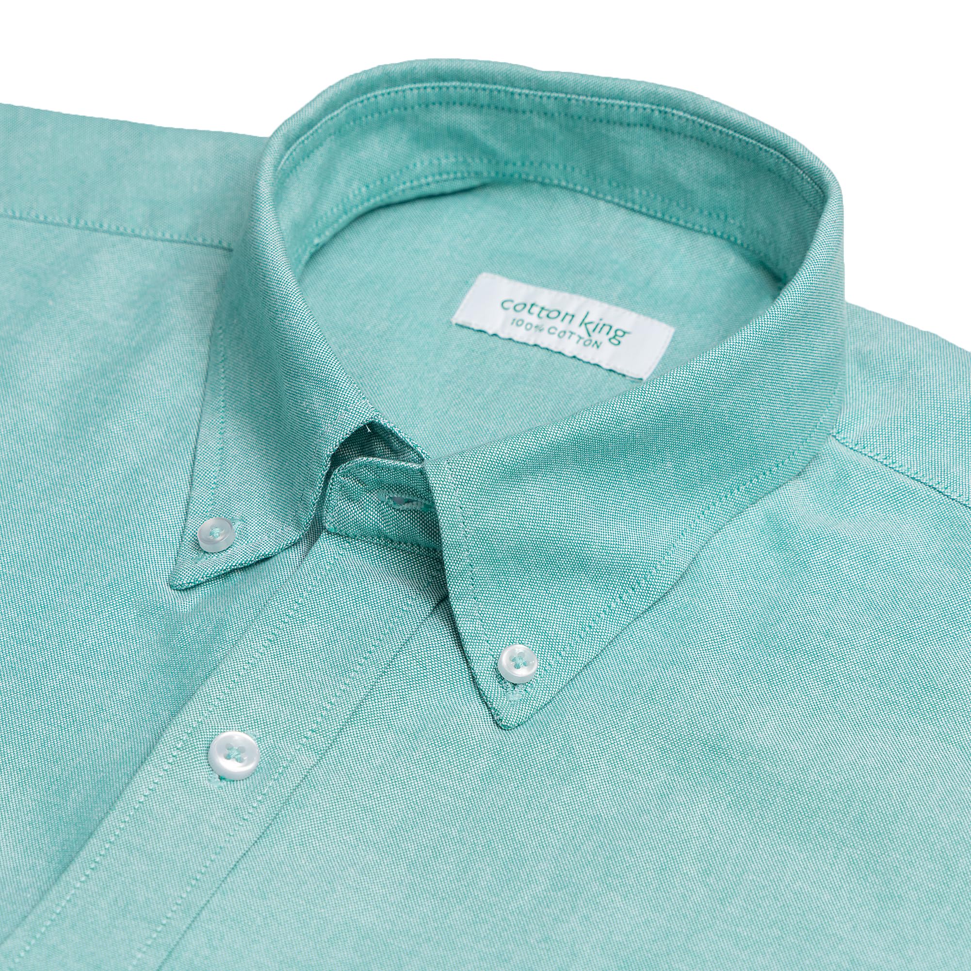 cottonking Mens Shirts | 100% Cotton Long Sleeve Formal Shirts for Man | Button Down Shirt Men | Oxford Mens Dress Shirts | M | Light Green - Image 5