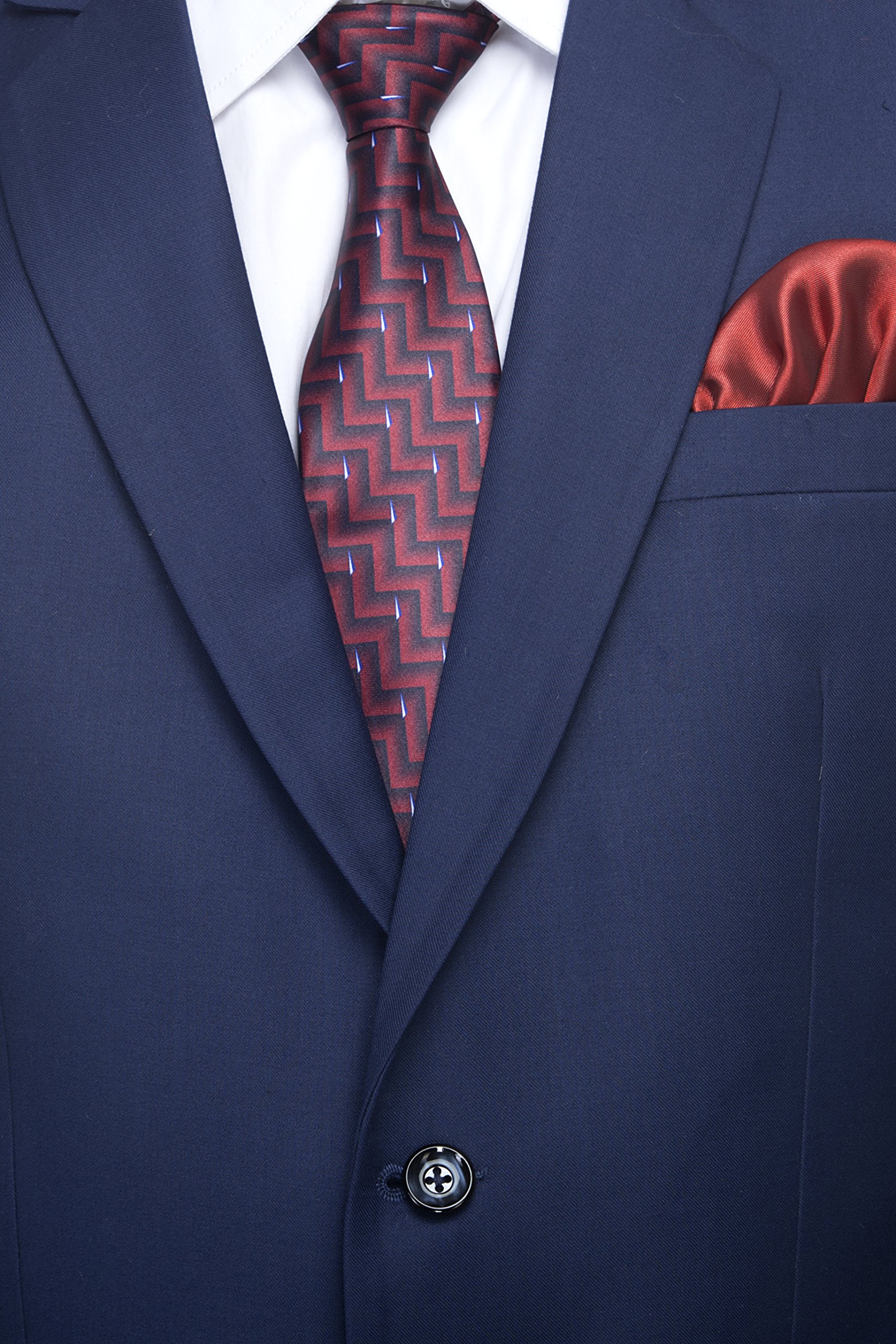 FAVOROSKI Designer Men's Slim Fit Notched Lapel Single Breasted Solid Blazer (Navy Blue, L) - Image 3