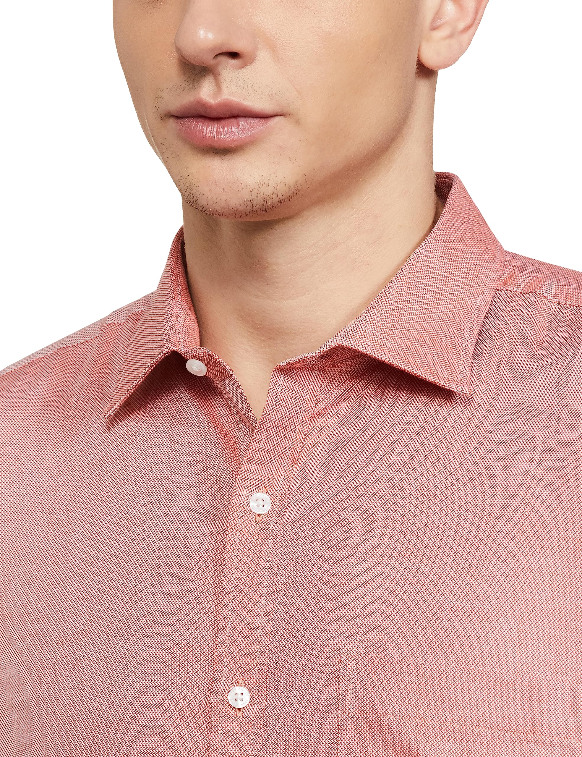 Park Avenue Men's Cotton Structure Slim Fit Shirt (Pmsx17126-E4_Medium Orange - Image 3