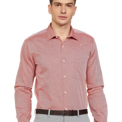 Park Avenue Men's Cotton Structure Slim Fit Shirt (Pmsx17126-E4_Medium Orange