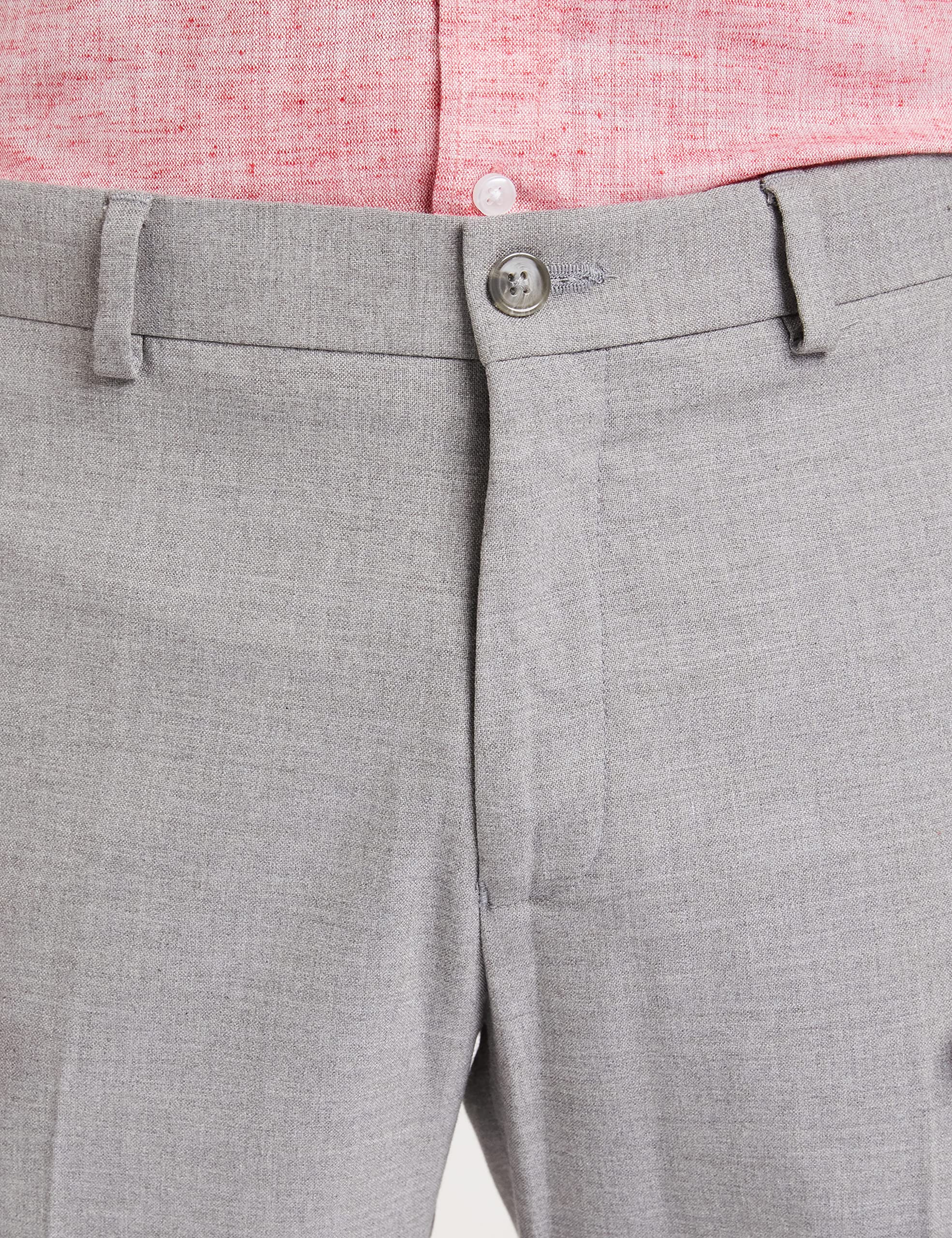 Symbol Men's Stretchable Formal Low Rise Pants | Trousers (Slim Fit) (Light Grey_34) - Image 4