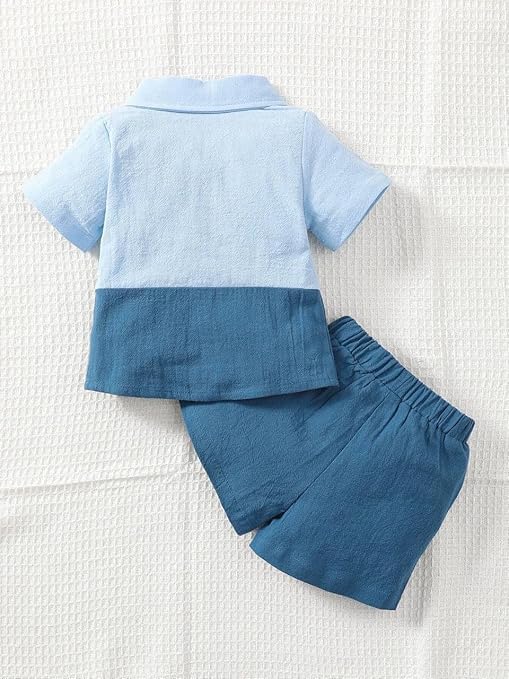 URBAN OX Cotton Blend Solid Stylish Boys Co-Ords Set | Multi-Color Shorts & Shirt For Kids | Comfortable Wear (Blue, 4-5 Years) - Image 6