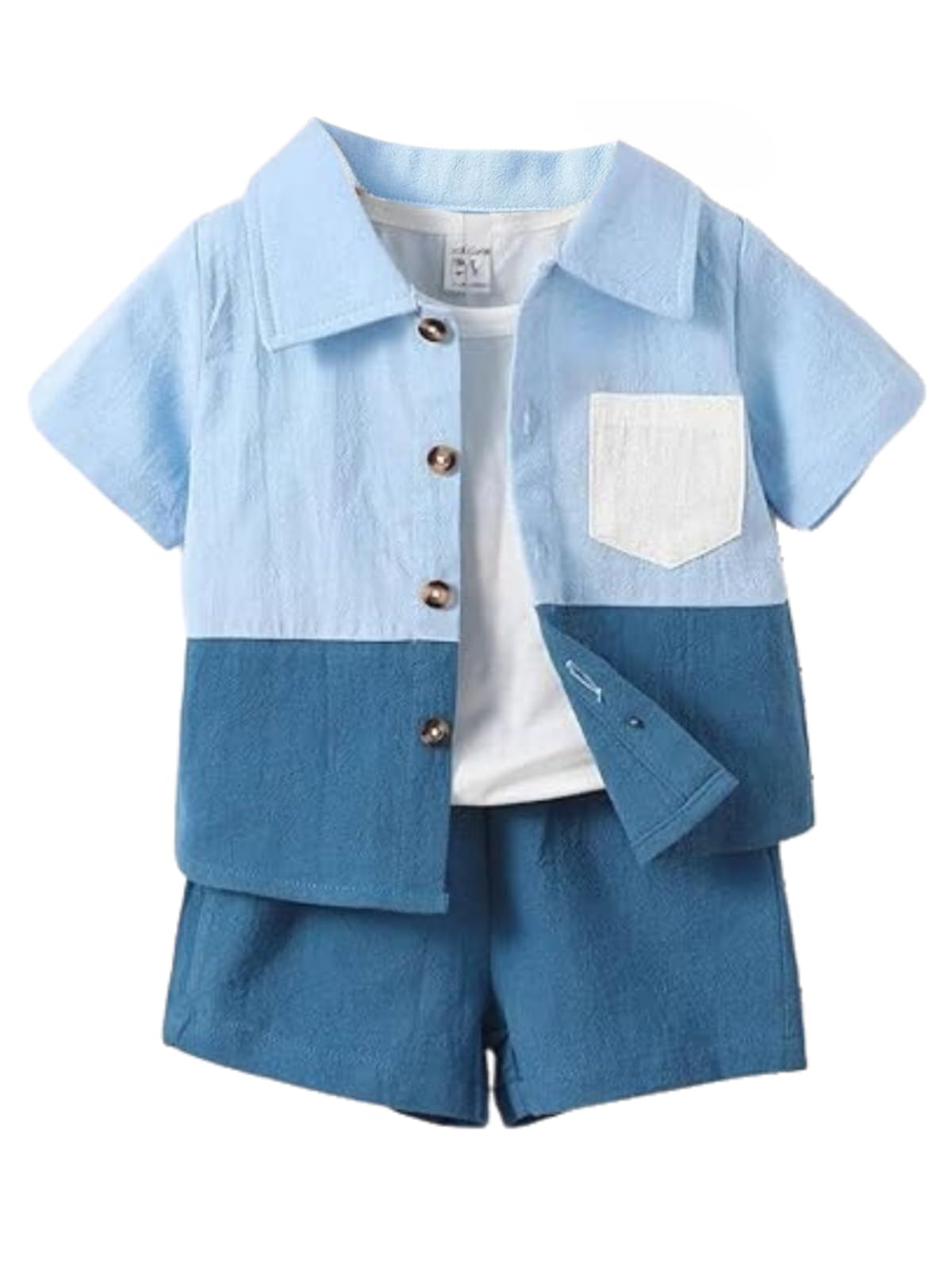 URBAN OX Cotton Blend Solid Stylish Boys Co-Ords Set | Multi-Color Shorts & Shirt For Kids | Comfortable Wear (Blue, 4-5 Years)