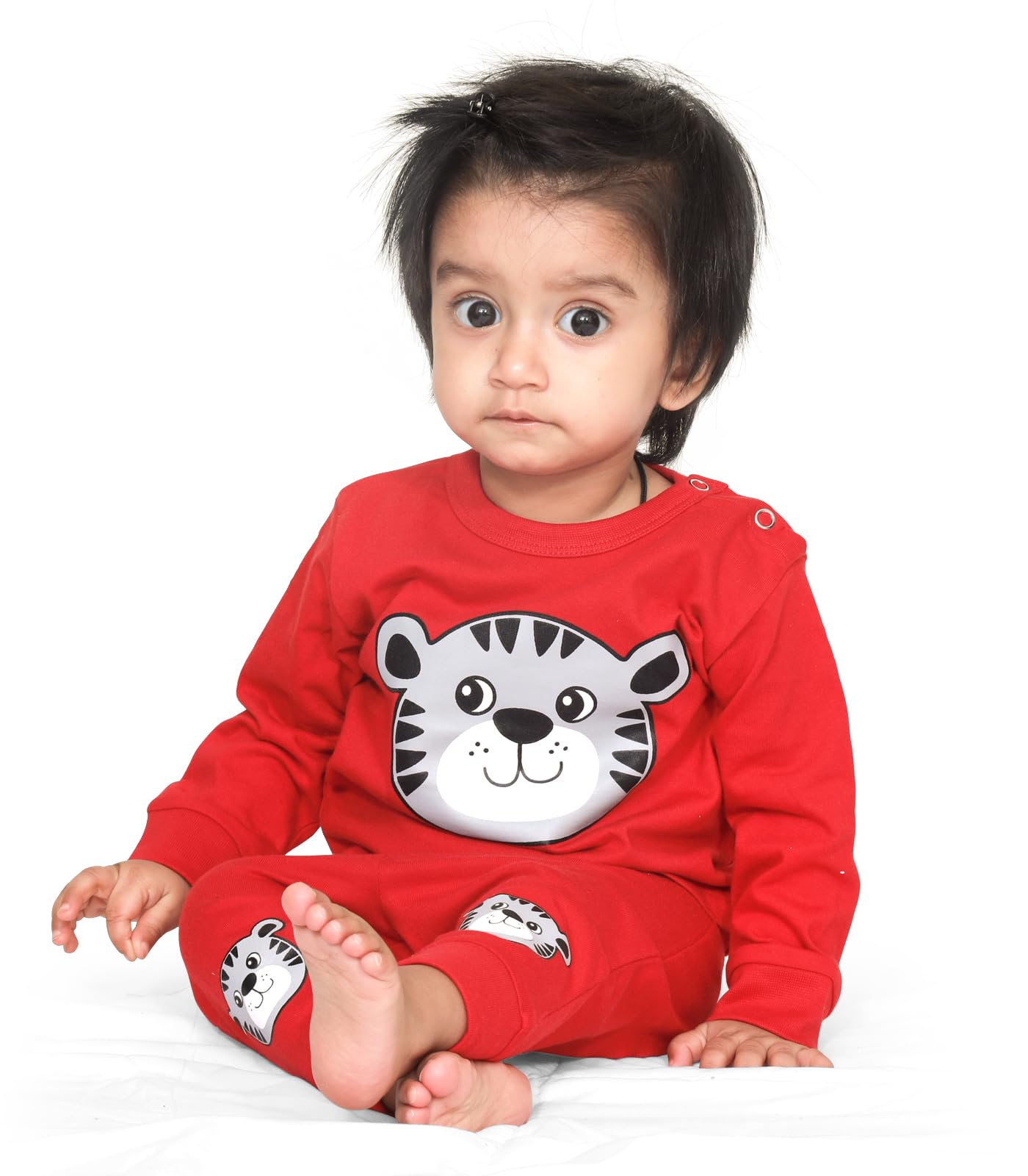 Real Basics Cotton Printed Clothing Sets for Baby Boys & Girls | Unisex Clothing Sets Full Sleeve T-Shirt & Pant (Red Cat-3-4 Years) - Image 4