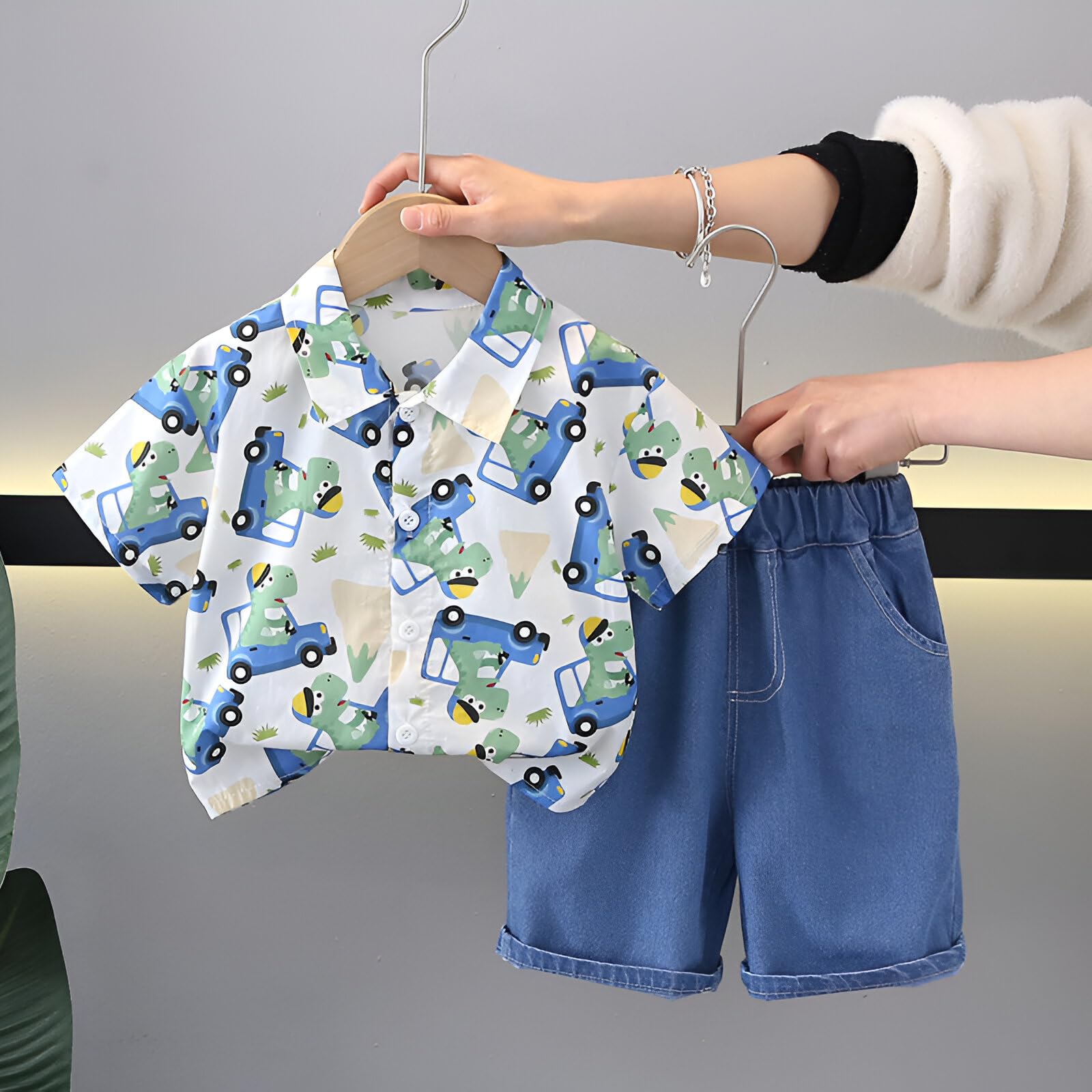 Googo Gaaga Baby Boys Half Sleeve Car Printed Cotton Shirt with Shorts Clothing Set for Kids(5-6 Year) - Image 2