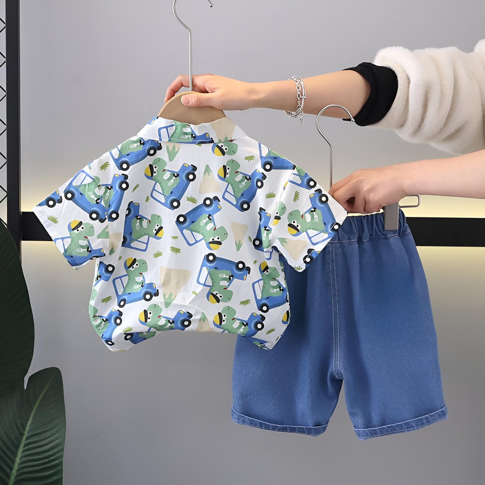 Googo Gaaga Baby Boys Half Sleeve Car Printed Cotton Shirt with Shorts Clothing Set for Kids(5-6 Year) - Image 3