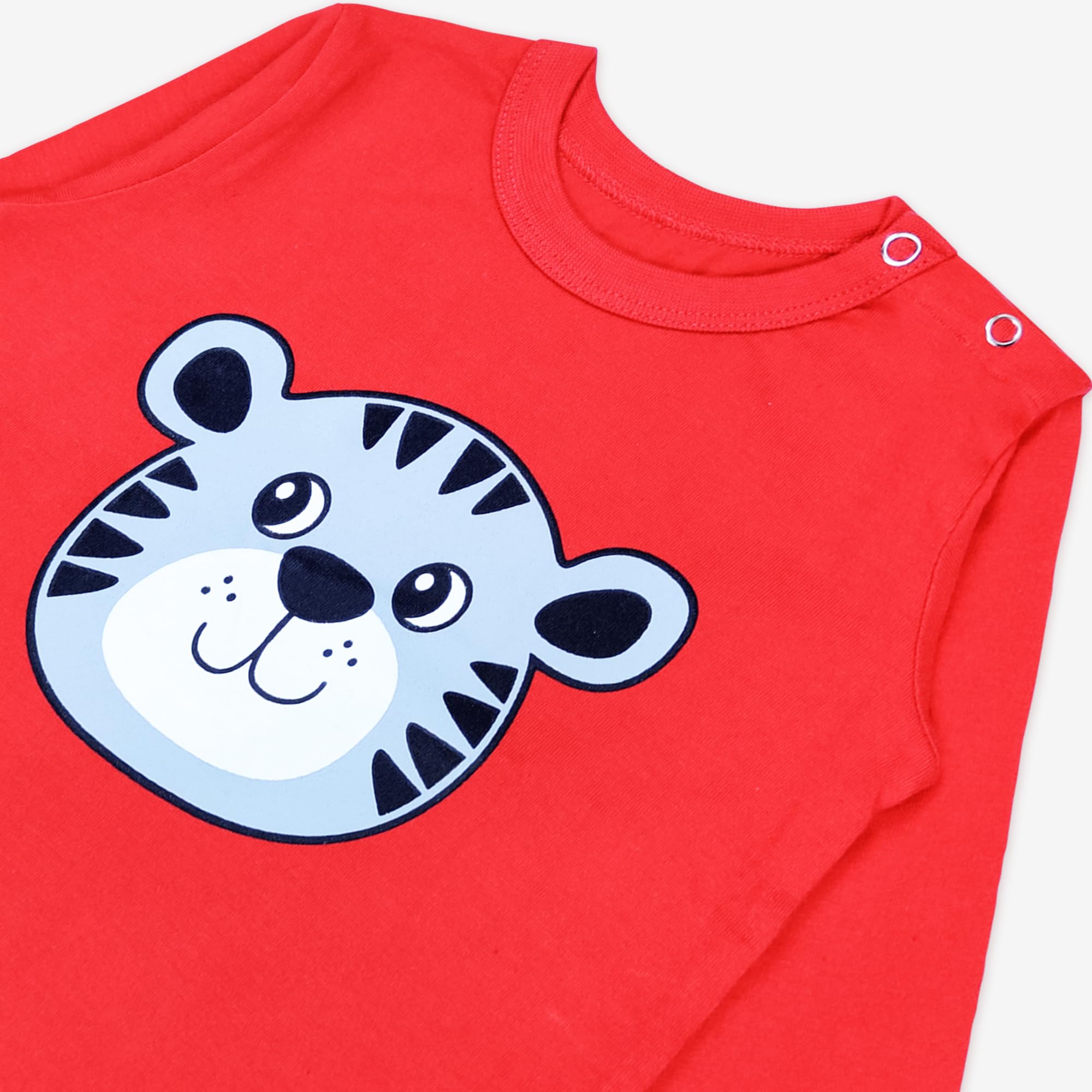 Real Basics Cotton Printed Clothing Sets for Baby Boys & Girls | Unisex Clothing Sets Full Sleeve T-Shirt & Pant (Red Cat-3-4 Years) - Image 3