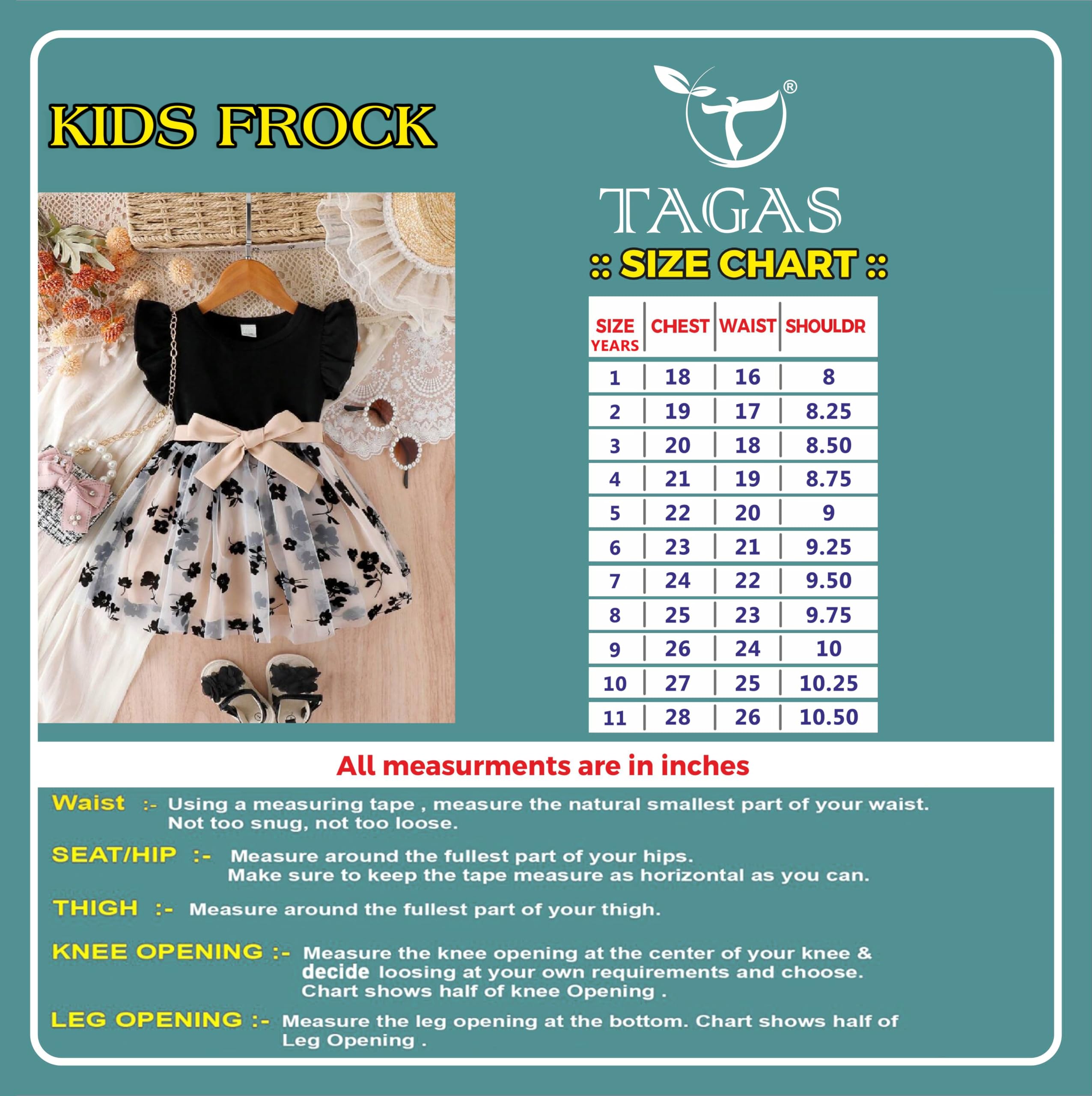 TAGAS Toddler Girls Floral Print A-line Dress for Girls | Frock for Girl |Dresses birthdaydress for Babygirls| Cream - Image 2