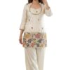 F2G Fashion Women's Silk Blend Embroidered Short Kurti with Wide-Leg Palazzo Pant Set | Ethnic Co-Ord Set for Festive, Party (Off-White/Cream) (in, Alpha, Regular, Off-White)