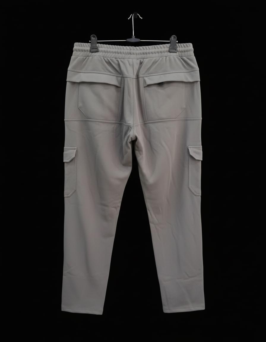 Heavy Toko Twill Unisex 6 Pocket Cargo Track Pant, Light Grey, Drawstring Waist L-5XL