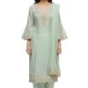 Reewaz NX Women’s Shimmer Silk Kurti Pant Set | Premium Festive Sea Green
