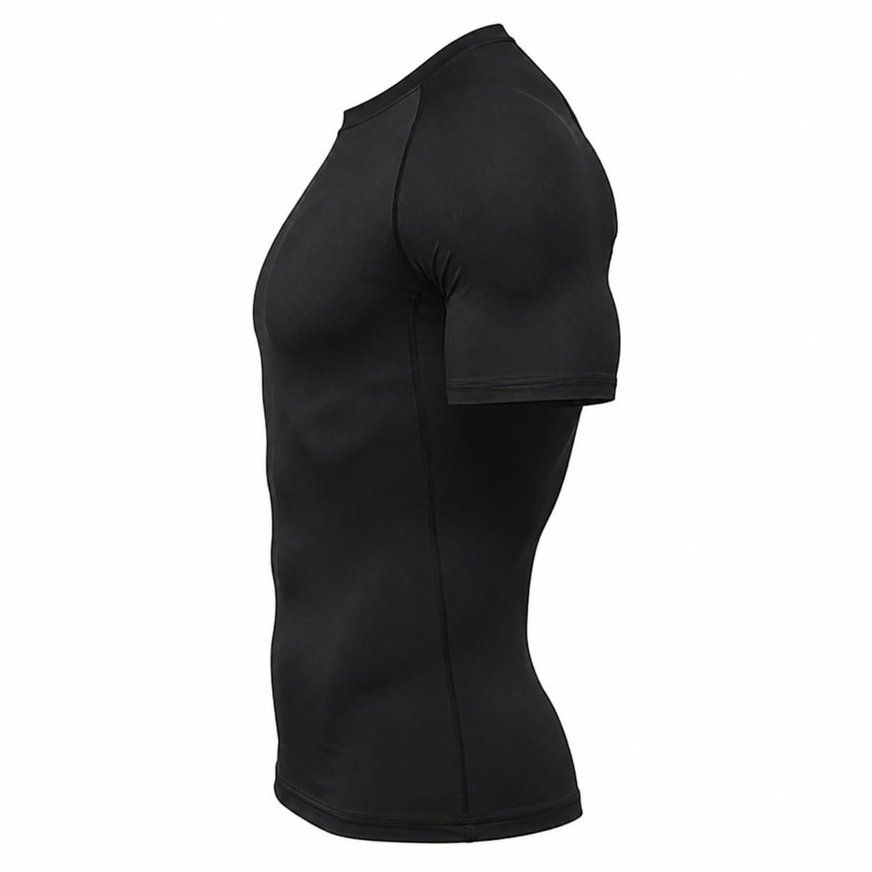 Men's Half Sleeve Compression Gym T-Shirt Dry Fit Black - Image 3