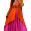 Women Fox Georgette Anarkali Gown with Dupatta | Embroidery Thread Sequins and Codding Work Ethnic Outfit | Fully Stitched Orange Pink