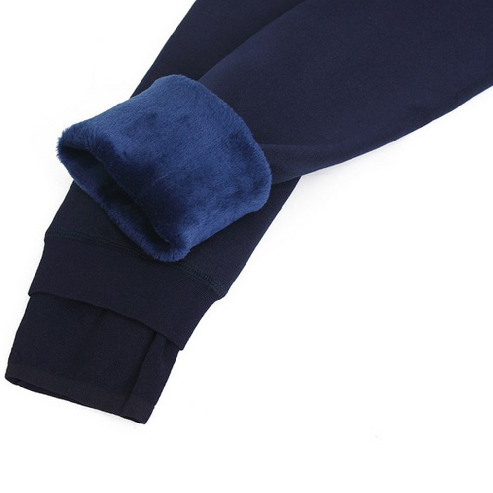 Generic Black, Medium : Winter Elastic High Waist Plus Stretch thick Trousers Velvet Seamlessly Integrated Inverted Cashmere Leggings Warm Braces Pants - Image 2