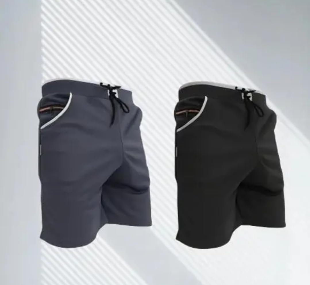 Men's Sports Shorts Combo Pack of 3, Black, Grey & Blue - Image 7