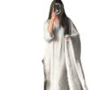 Women's Chinon Silk with Cotton Thread Embroidery Straight Kurti With Pant and Dupatta set (White)