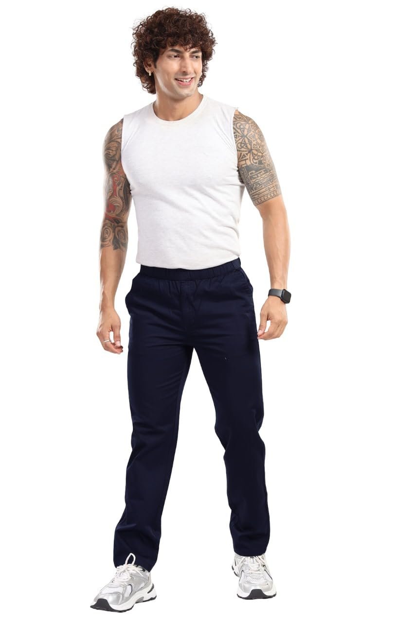 Black Paper Men's Jogger Pants with Drawstring, Casual Workout Track Pants, MULTICOLURS (in, Alpha, 4XL, Regular, Navy Blue) - Image 2