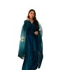 Women's Fendi Silk Solid Muslim Straight Kurti with Pant and Dupatta Set (Blue)