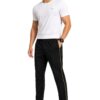Men's Black Track Pants with Contrast Side Pipping