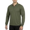 Military Inspired Tactical Polo T-Shirt for Men | Olive Green Full Sleeve Cotton Blend Army Style Outdoor Training Tee with Utility Pocket (in, Numeric, 42, Regular)