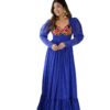 Women’s Cotton Printed Maxi Dress with Embroidered Yoke | Long Sleeve Ethnic Anarkali Gown