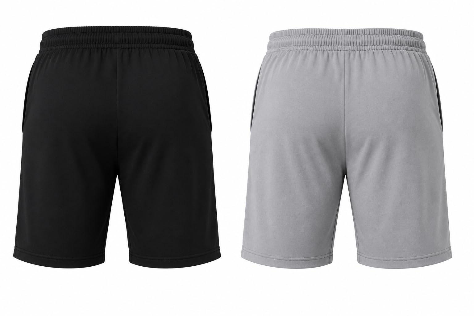 Item Name: Men's Athletic Shorts with Drawstring, Pack of 2, Black & Grey - Image 2