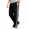 Men's Black Track Pants with White Side Stripes