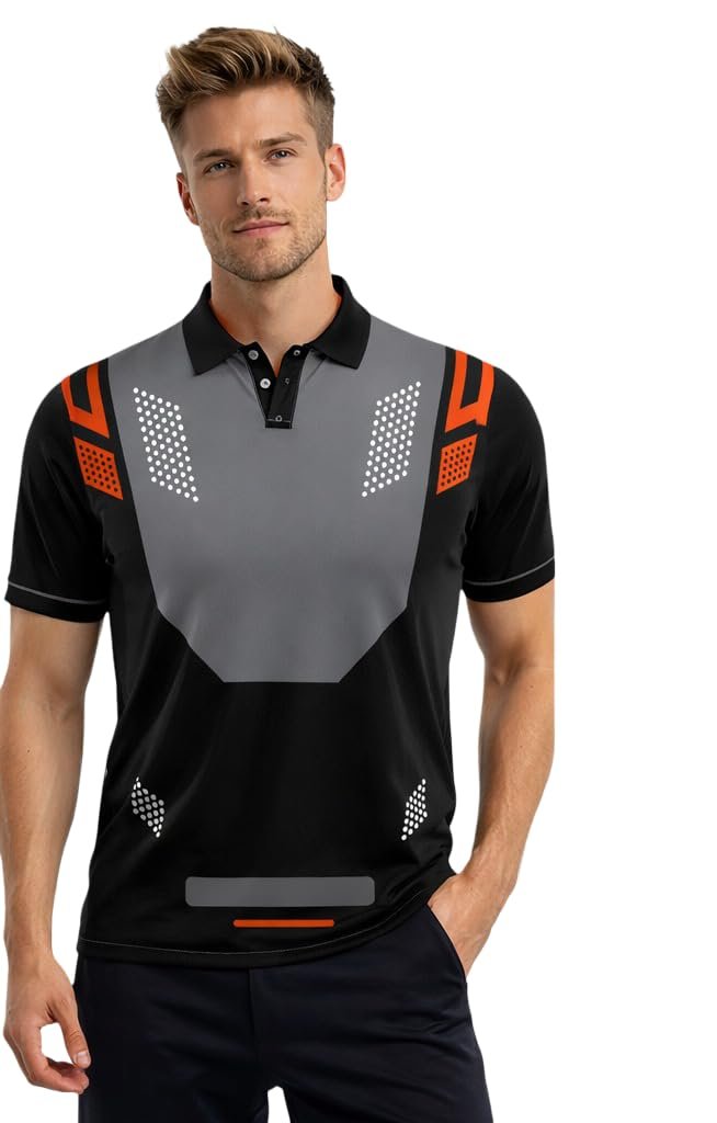 Lightweight Men’s Polo T-Shirt – Breathable Jersey with Half Sleeves & Collar Button, Perfect for Cricket, Football, Tennis, Gym & Training (Pack of 1) (in, Alpha, 3XL, Regular) Multicolour - Image 2