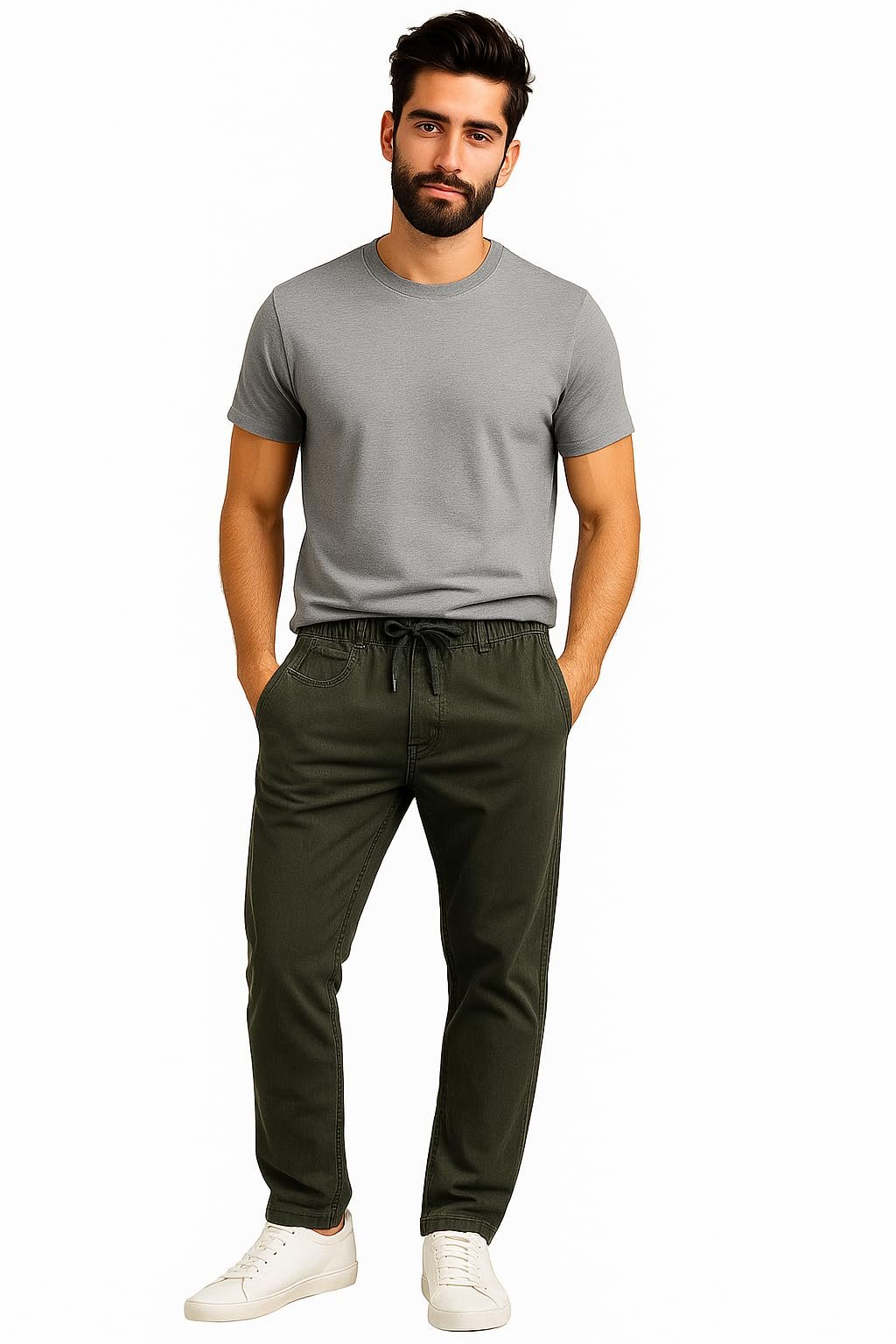 Hirrux Men Regular Fit Solid Denim Track Pants (in, Alpha, XL, Regular, Dark Green)