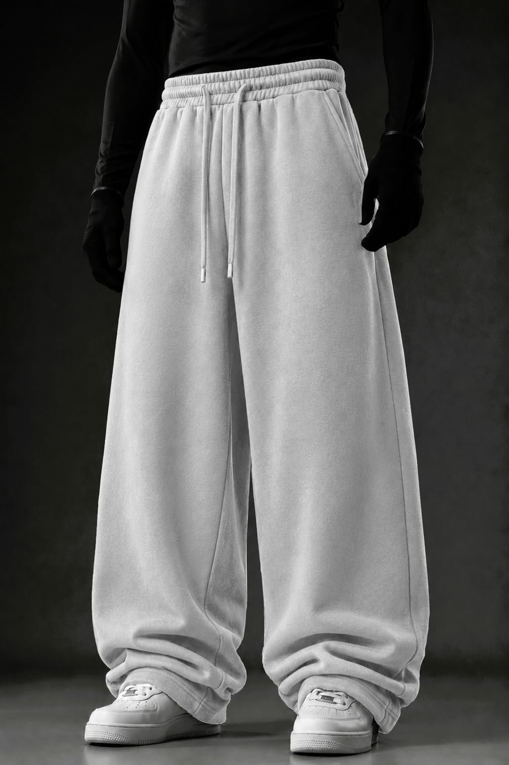 Men's Aesthetic Wide Leg Pants | Gothic Tribal Graphic Baggy Trousers | Oversized Relaxed Fit Streetwear Track Pants (in, Alpha, XL, Regular, Gery) - Image 3