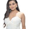 Khyati Women's Sequin Cocktail Gown, Sweetheart Neck, Spaghetti Strap, White, 1XL