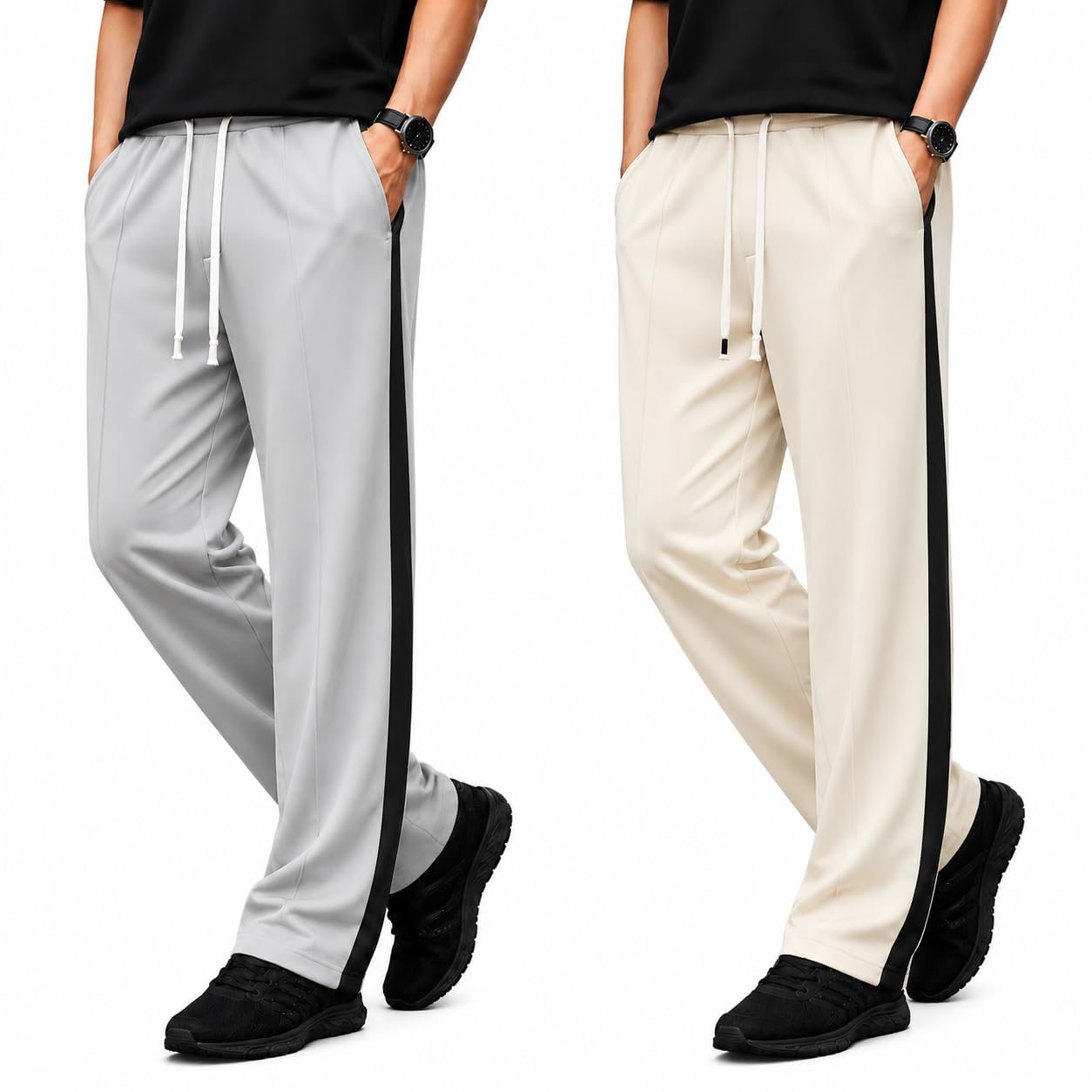 Men’s Cotton Track Pants Pack of 2 | Regular Fit Comfortable Sports & Casual Lower for Gym, Running & Daily Wear-BMJ-90