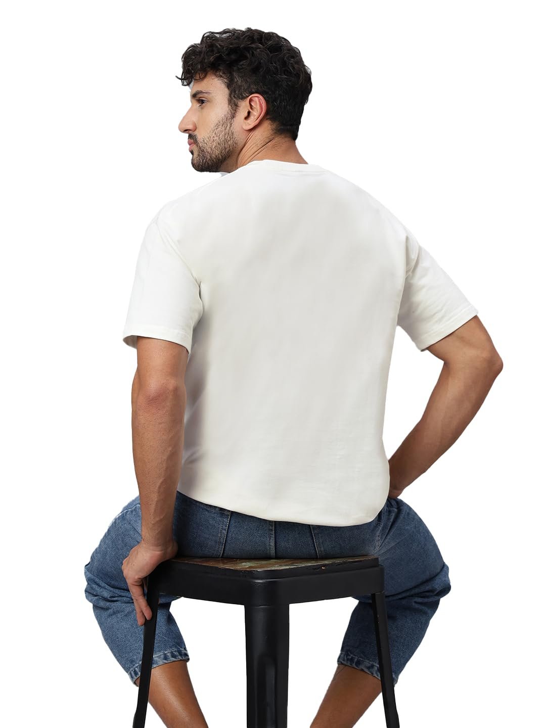 Men's Plain White Oversized Round Neck Half Sleeve T-Shirt - Image 6