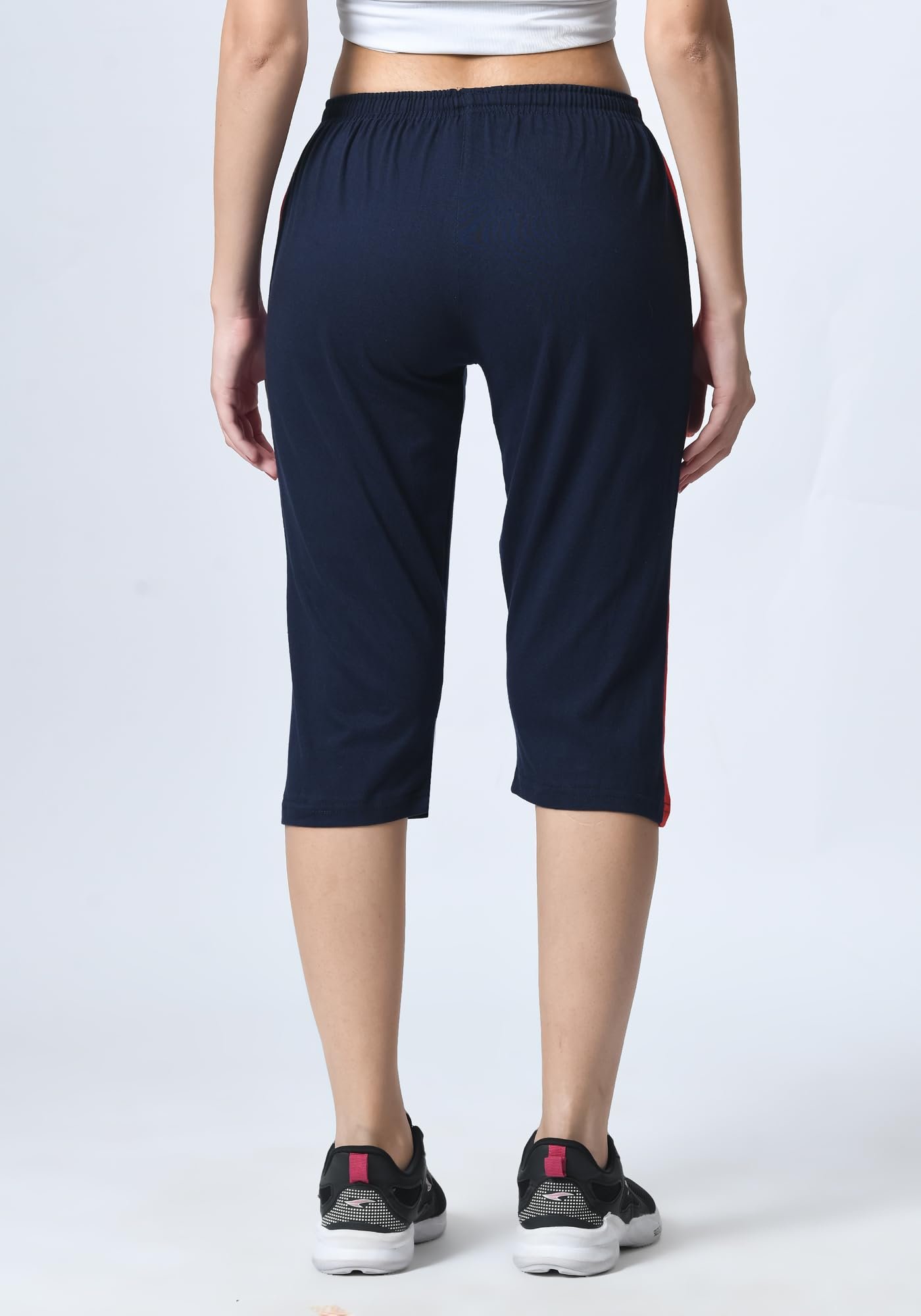 Women Solid Cotton Side Patta Capri 3/4th Leggings (Pack of 3) Silver,Maroon,Navy Blue - Image 5