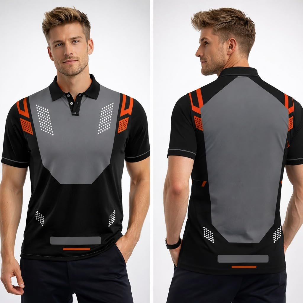 Lightweight Men’s Polo T-Shirt – Breathable Jersey with Half Sleeves & Collar Button, Perfect for Cricket, Football, Tennis, Gym & Training (Pack of 1) (in, Alpha, 3XL, Regular) Multicolour - Image 4