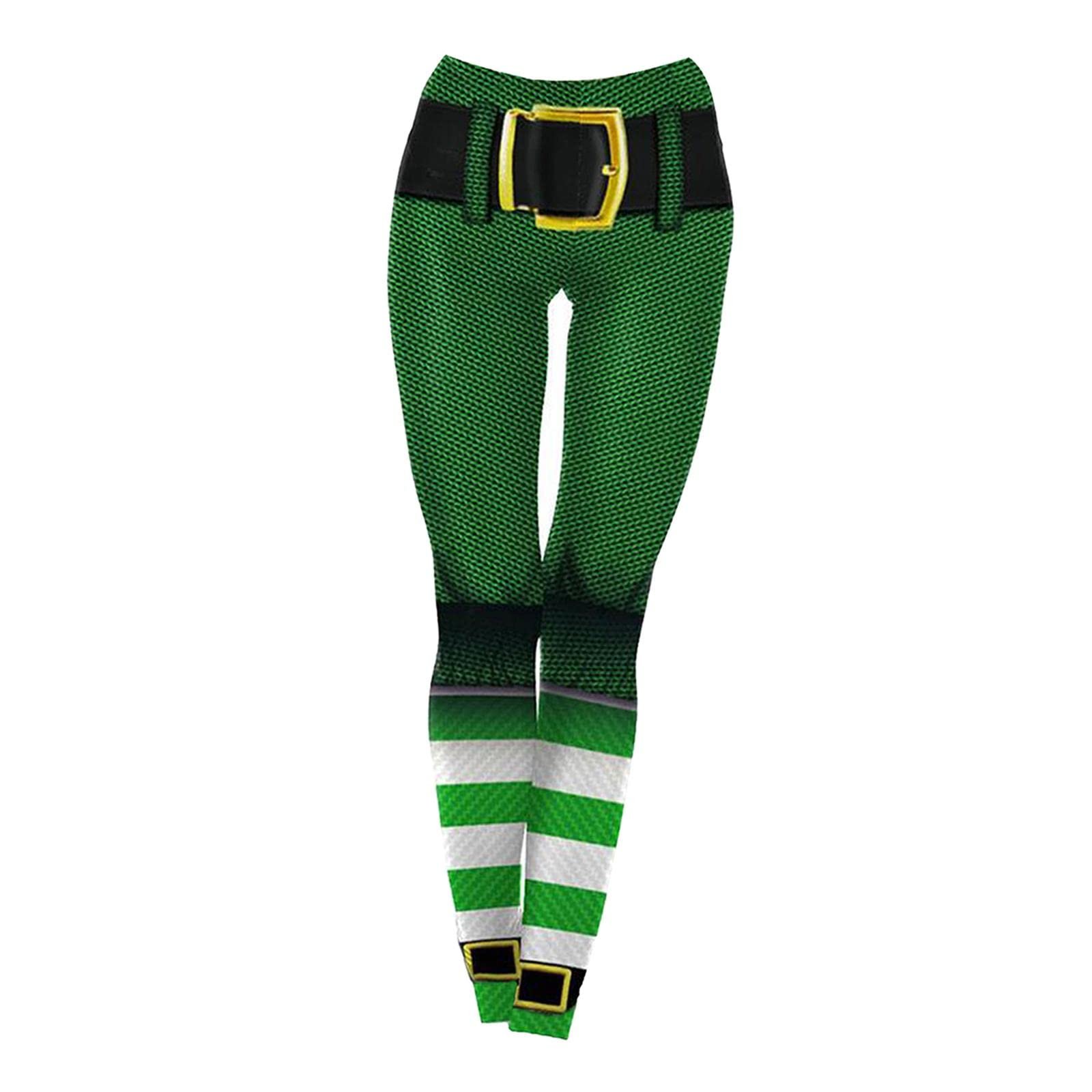 LOSA Stretchy Soft Women Leggings Shamrock Print Compression Pants Mesh L