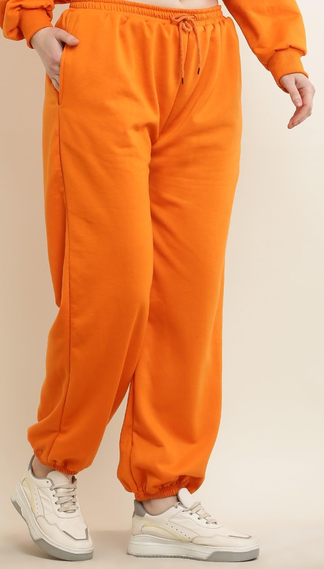 Elegance Men's Soild Comfort Wear Loose Fit Fleece Warm Track Pants Lower || Regular & Plus Sizes || Small - 10XL || (11COLOURS) (Orange, X-Large) - Image 2