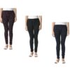Women Cotton Printed Slim Side Pocket Leggings Pants (Pack of 3) Maroon,Black2,Dark Blue