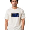 Men’s Pure Heavy Cotton T-Shirt with Embroidery Graphic Design, Premium Crew Neck Half Sleeve Regular Fit Casual Streetwear Tee for Men (in, Alpha, Off White)