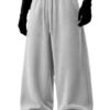 Men's Aesthetic Wide Leg Pants | Gothic Tribal Graphic Baggy Trousers | Oversized Relaxed Fit Streetwear Track Pants (in, Alpha, XL, Regular, Gery)