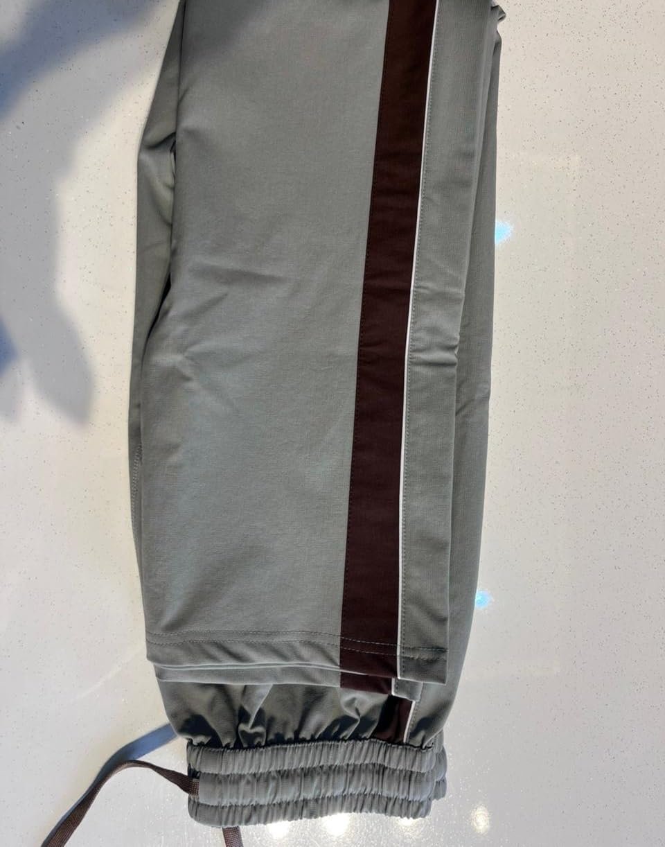 Men's Cotton Track Pants | Full Length Sports Lower with Side Stripe | Elastic Waist with Drawstring | Olive Green | Sizes 2XL - Image 3