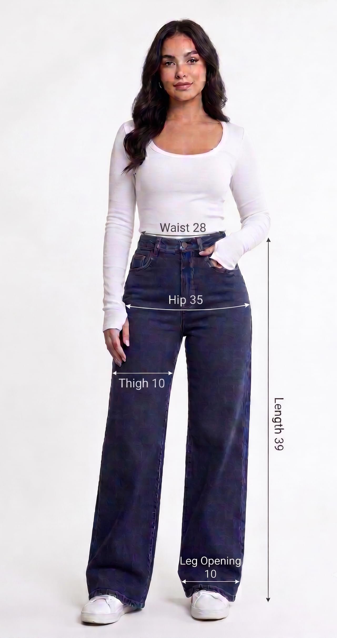 Women's High Rise Wide Leg Stretch Denim Jeans|| Dark Blue Denim for Girls|| Blue ||Relaxed fit Loose Jeans Women || Full Length Casual Denim Pants with 4 Pockets || Numeric 28, Regular, Standard - Image 5