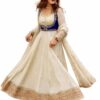 Women Chinon Silk Gown Set with Embroidered Koti, Pant and Dupatta | Sequins Codding Work Ethnic Outfit | Fully Stitched White
