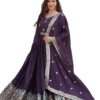 Women Diamond Silk Anarkali Gown with Dupatta | Embroidery Thread and Sequins Work Ethnic Outfit | Fully Stitched Purple