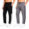 Men's Terry Track Pants Combo Pack of 2 | Black & Grey Regular Fit Sports Joggers | Soft Stretchable Lowers for Gym, Running, Workout & Casual Wear (in, Alpha, XL, Regular, Standard, Black and Grey)