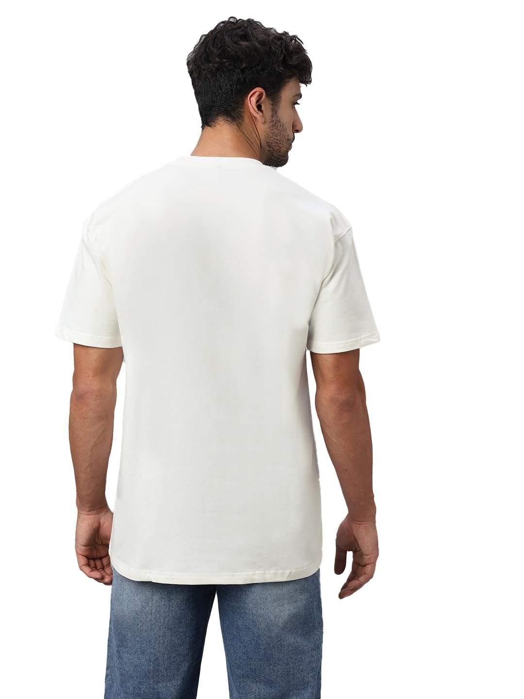 Men's Plain White Oversized Round Neck Half Sleeve T-Shirt - Image 3