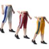 Women Solid Cotton Side Patta Capri 3/4th Leggings (Pack of 3) Grey,Maroon,Yellow