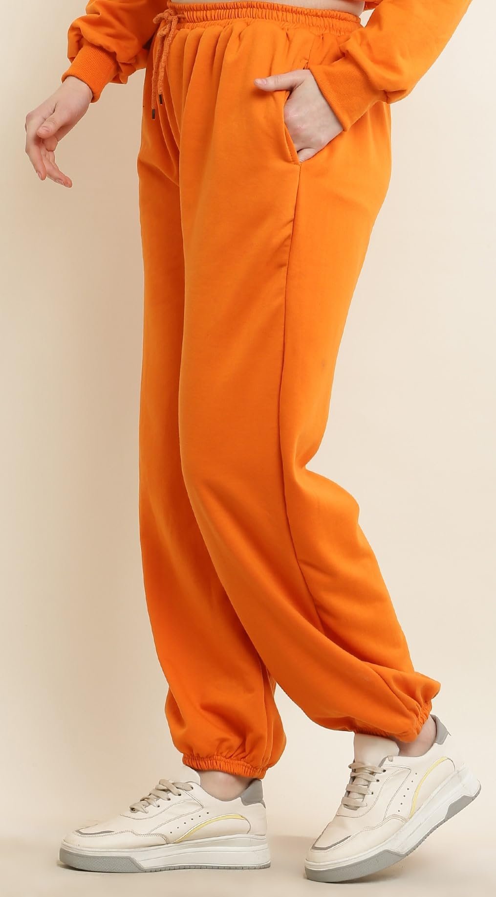 Elegance Men's Soild Comfort Wear Loose Fit Fleece Warm Track Pants Lower || Regular & Plus Sizes || Small - 10XL || (11COLOURS) (Orange, X-Large) - Image 3