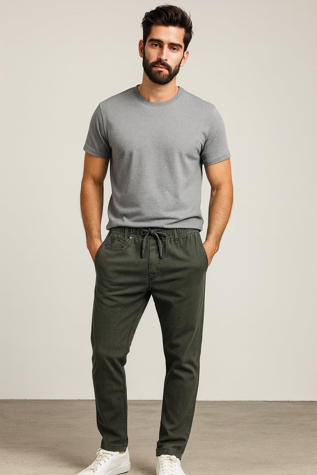 Hirrux Men Regular Fit Solid Denim Track Pants (in, Alpha, XL, Regular, Dark Green) - Image 6